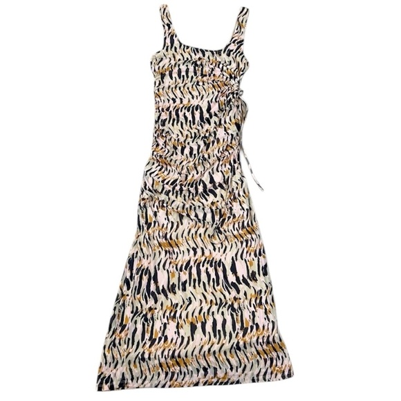 House of Harlow 1960 Cut Out Mesh Maxi Dress Small Pink Black Animal Print - Picture 2 of 11